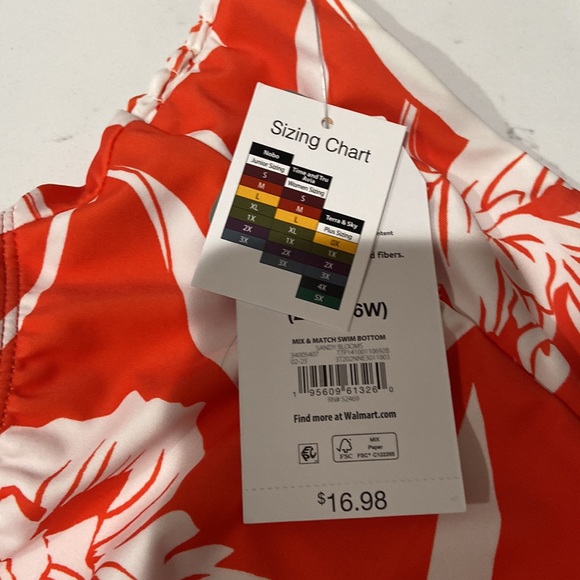 3x 24w-26w orange and white floral bikini ❤️🔥 NWT time and tru - Picture 8 of 16